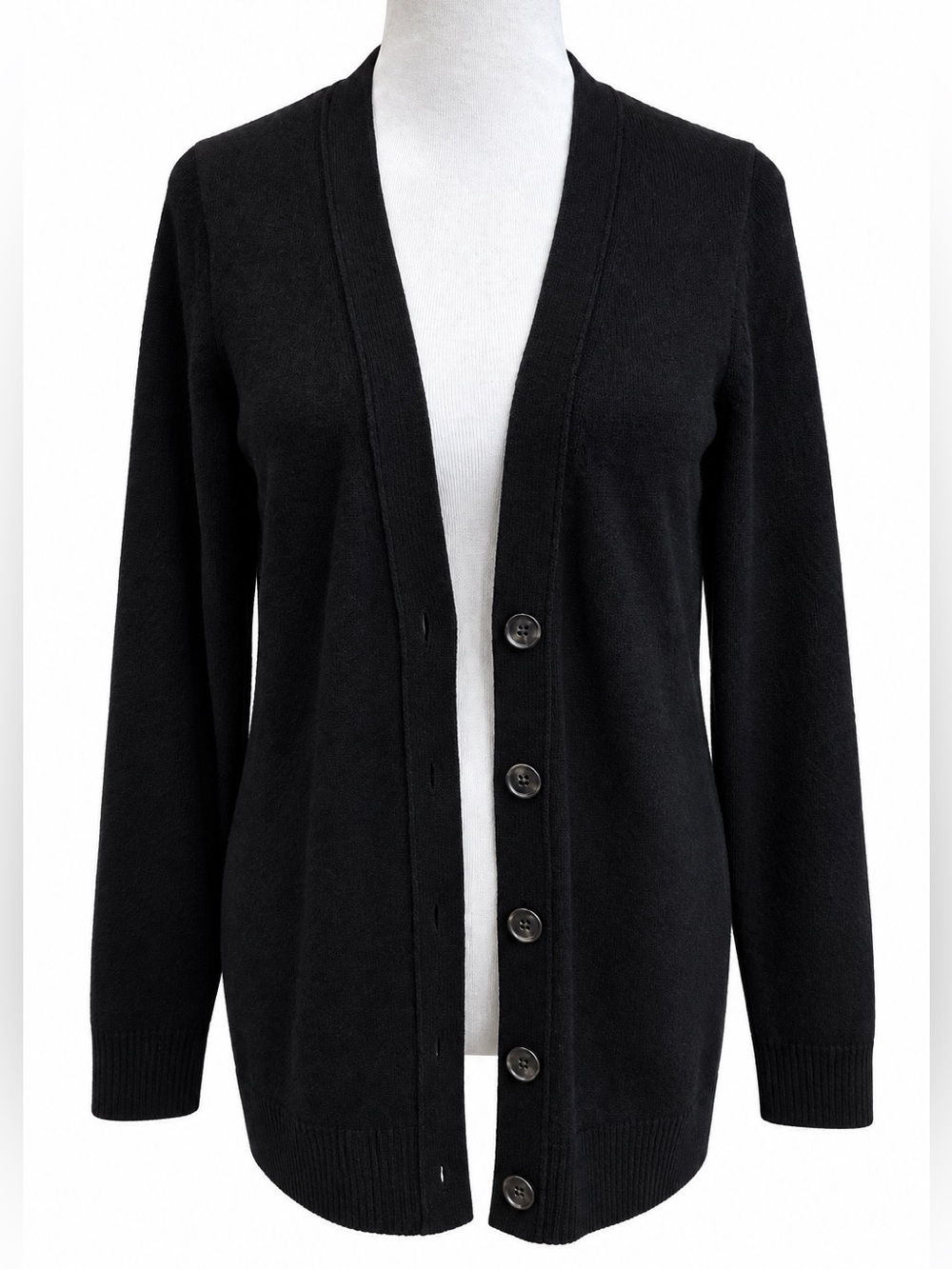 Banana Republic Black Button-Front V-Neck Cardigan Small